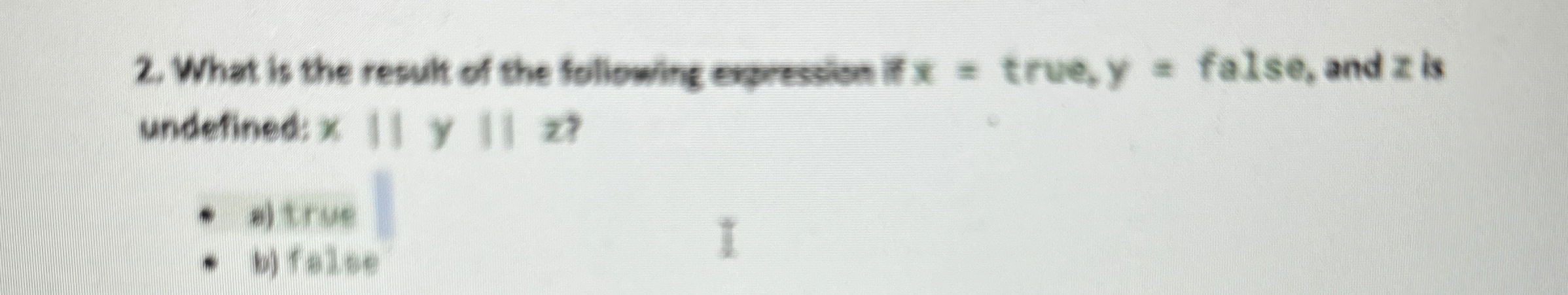 What is the result of the following expresolion F
