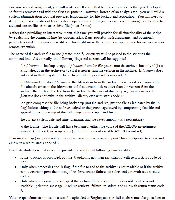 For your second assignment, you will write a