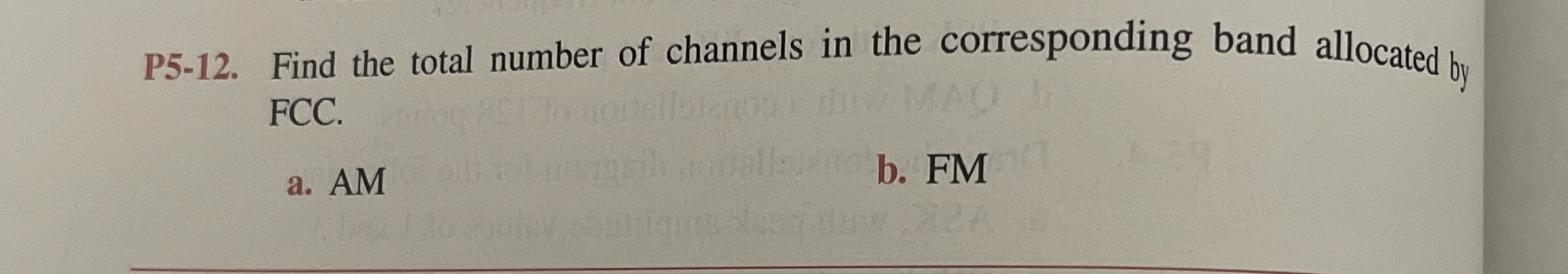 P 5 - 1 2 . Find the total number of channels in
