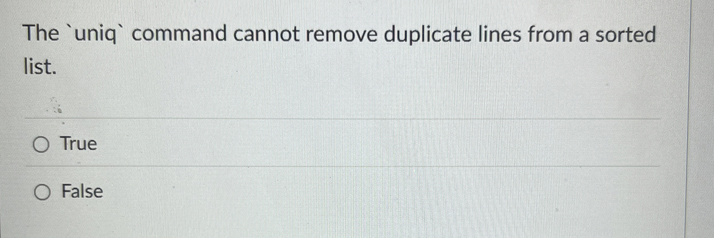 The command cannot remove duplicate lines from a