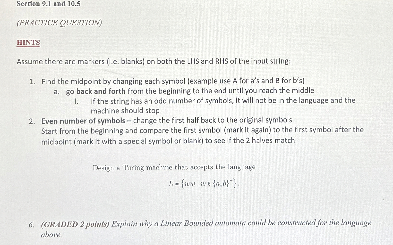 Section 9 . 1 and 1 0 . 5 ( PRACTICE QUESTION )