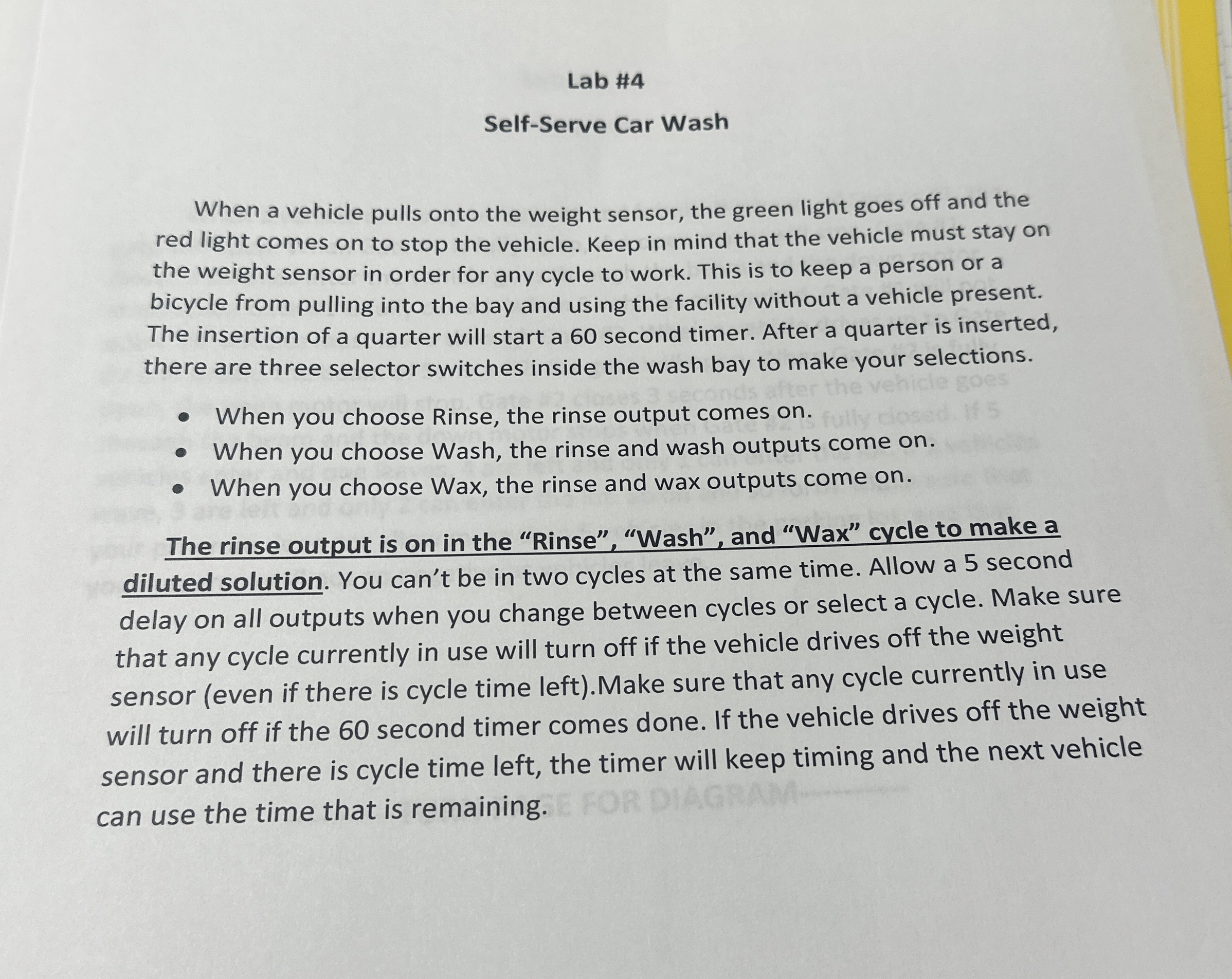PLC diagram please Self - Serve Car Wash When a