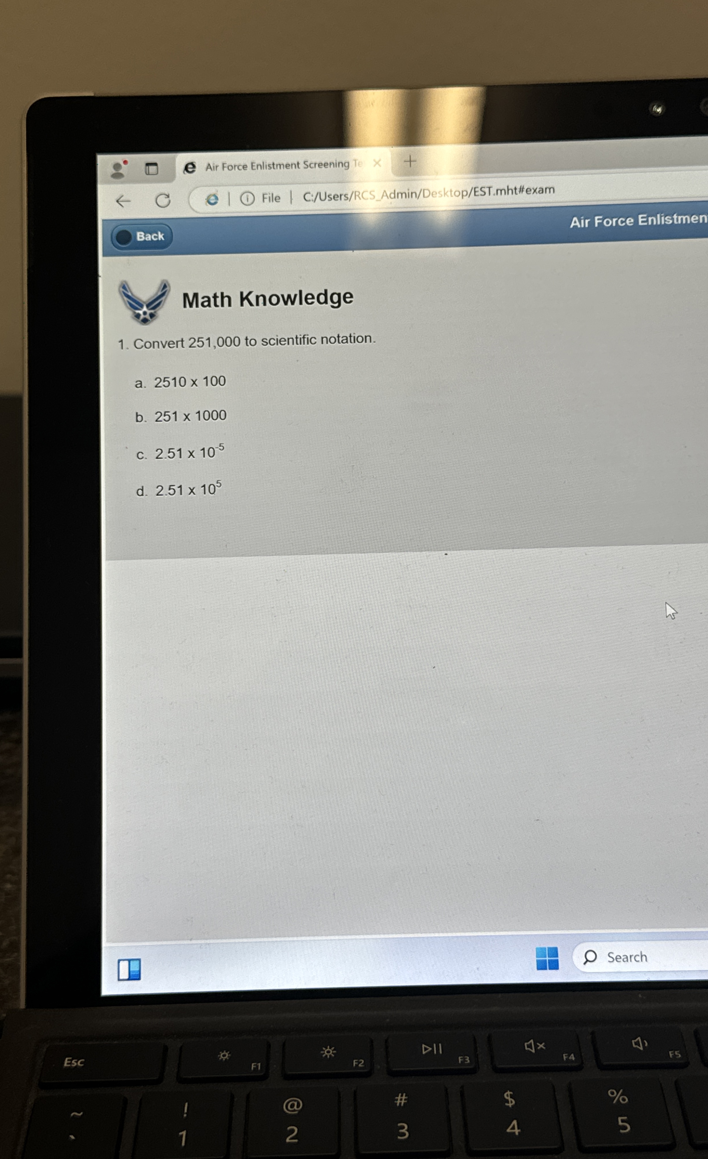 Air Force Enlistment Screening TE File C: / Users