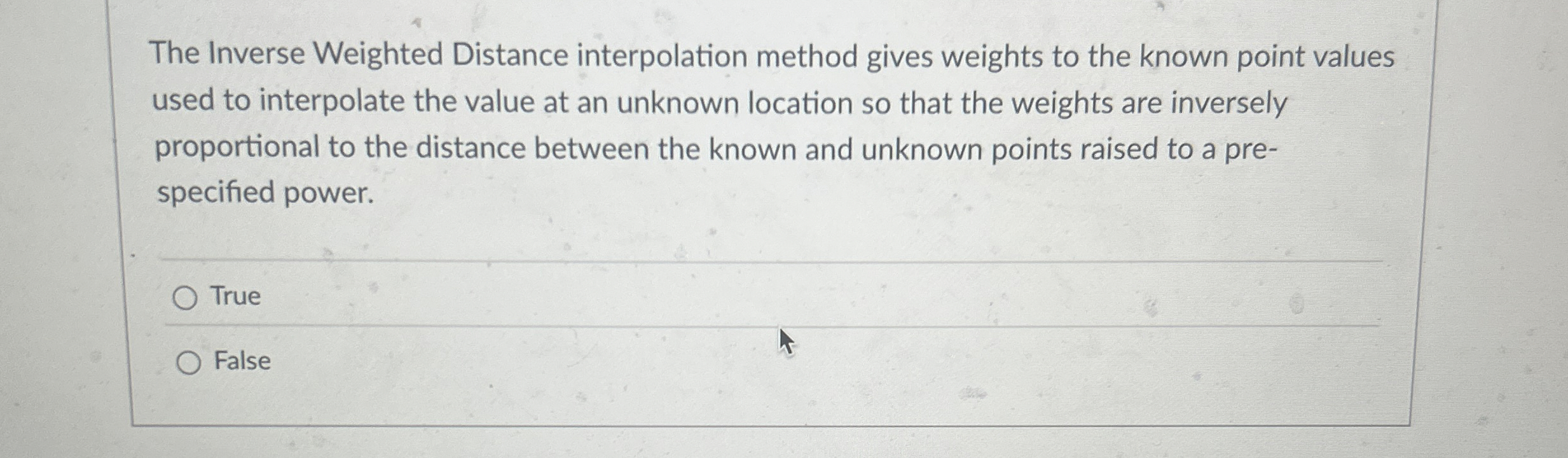The Inverse Weighted Distance interpolation