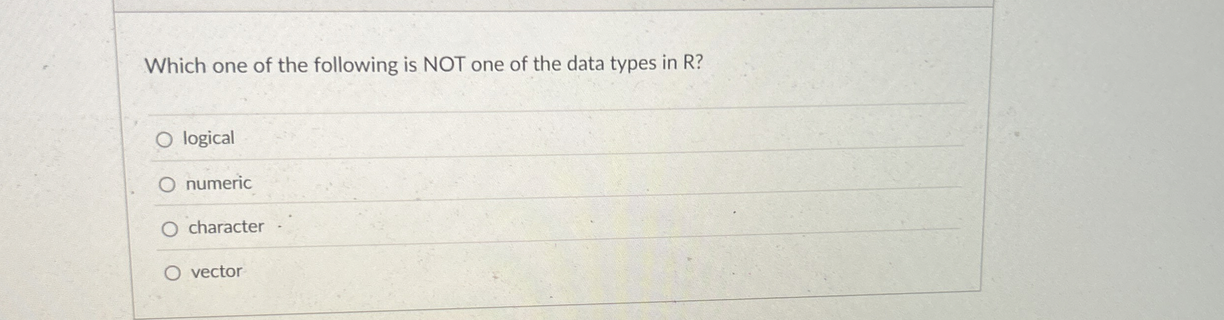 Which one of the following is NOT one of the data
