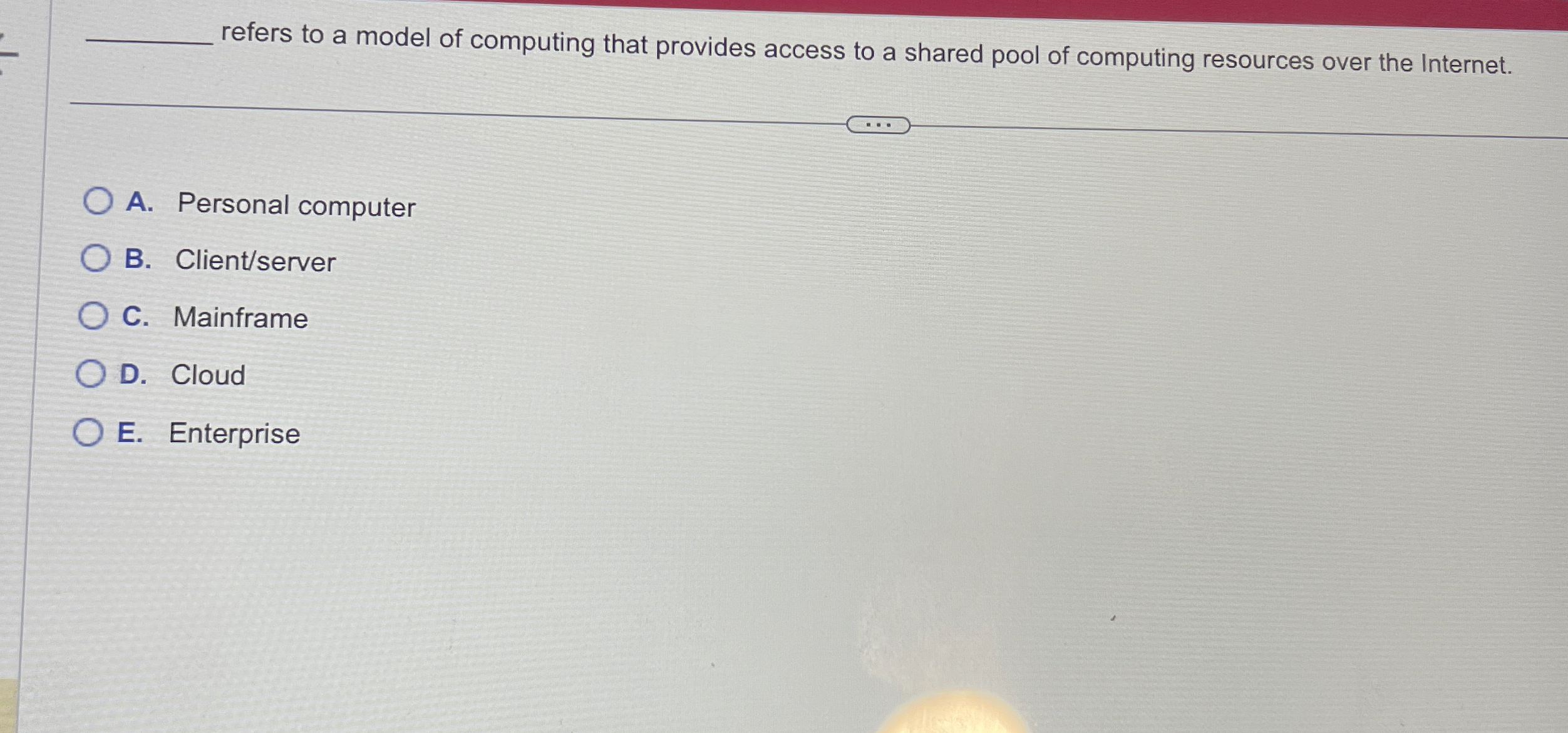 refers to a model of computing that provides