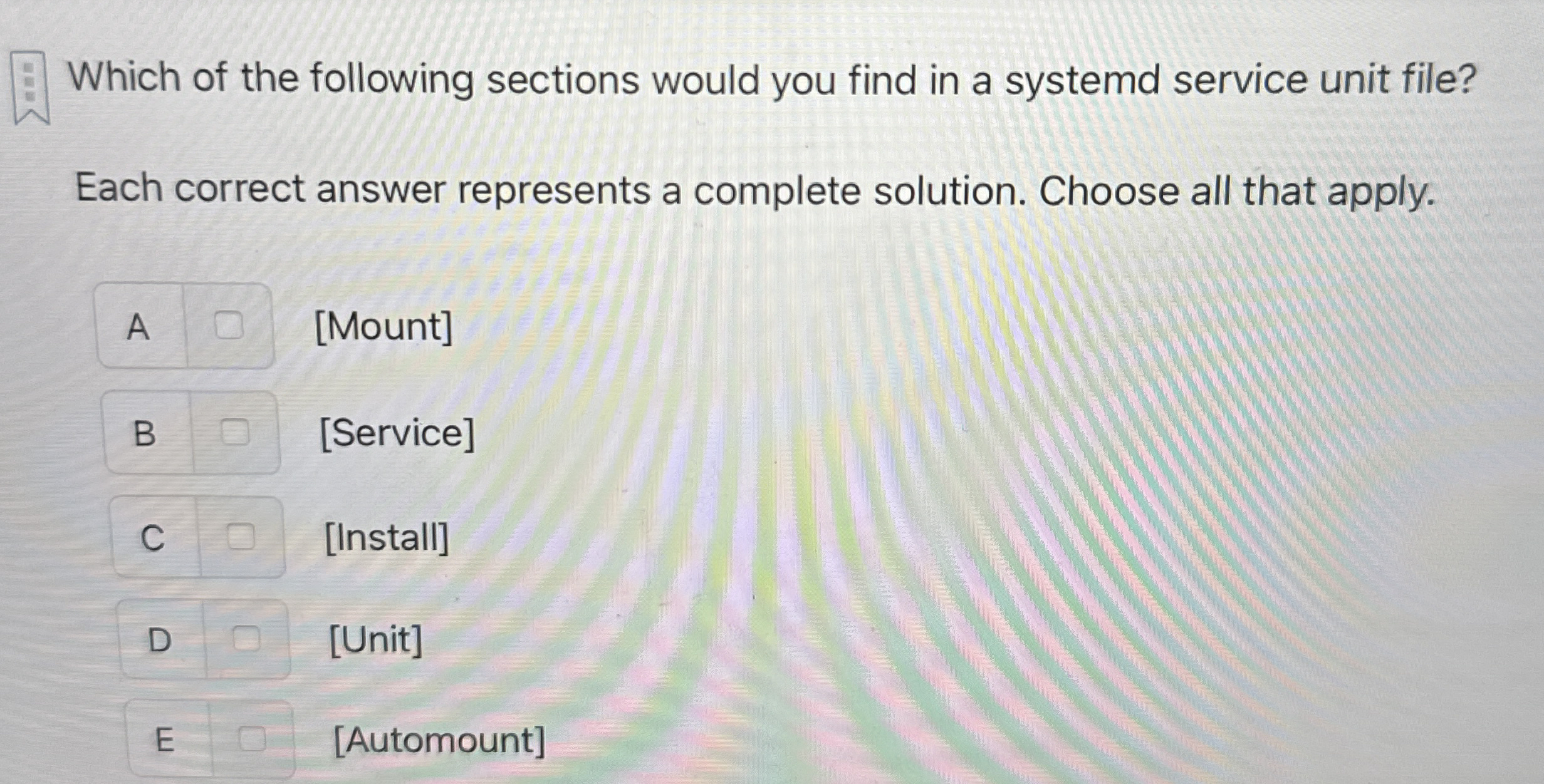 Which of the following sections would you find in