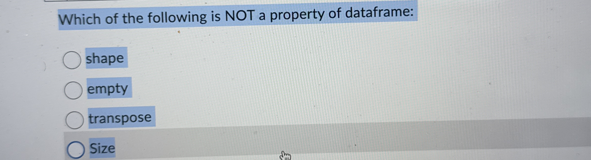 Which of the following is NOT a property of