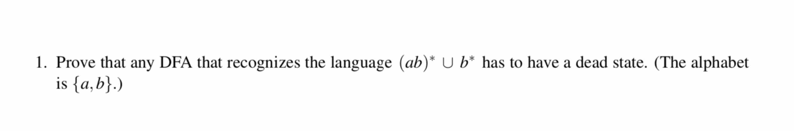 Prove that any DFA that recognizes the language (