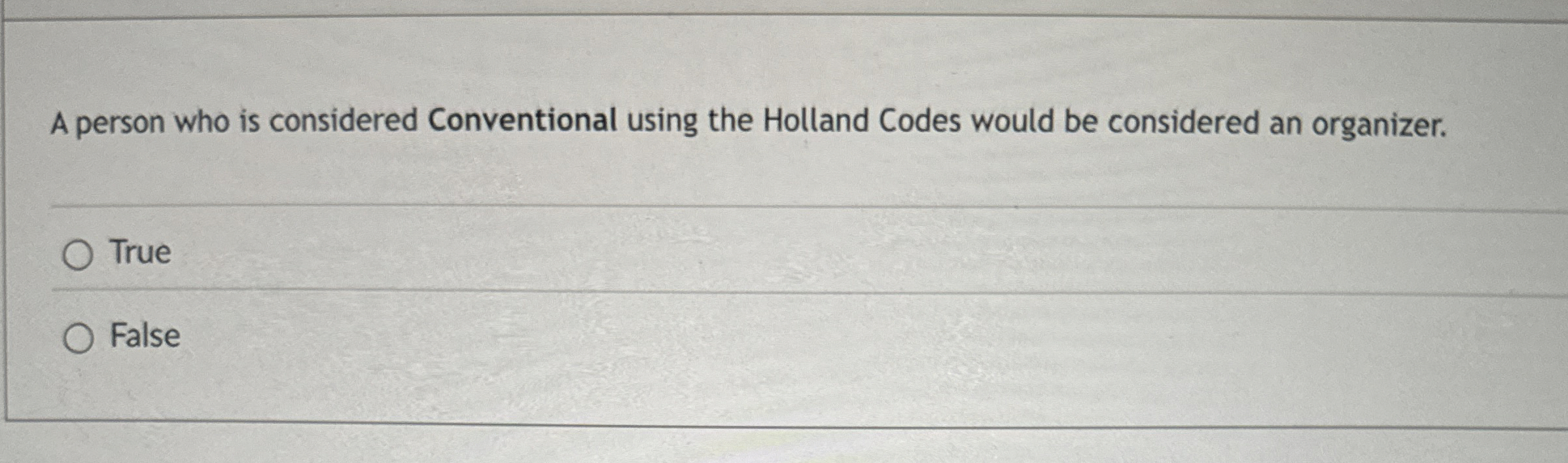 A person who is considered Conventional using the