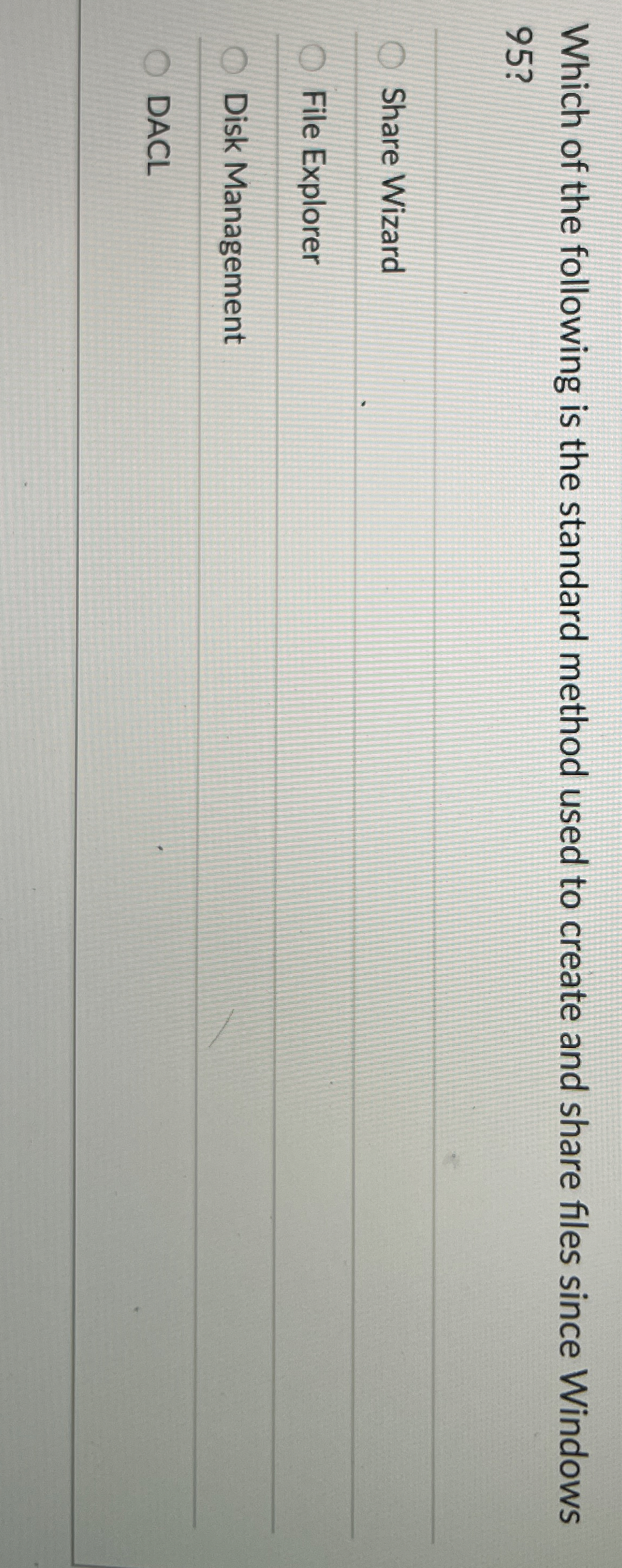 Which of the following is the standard method