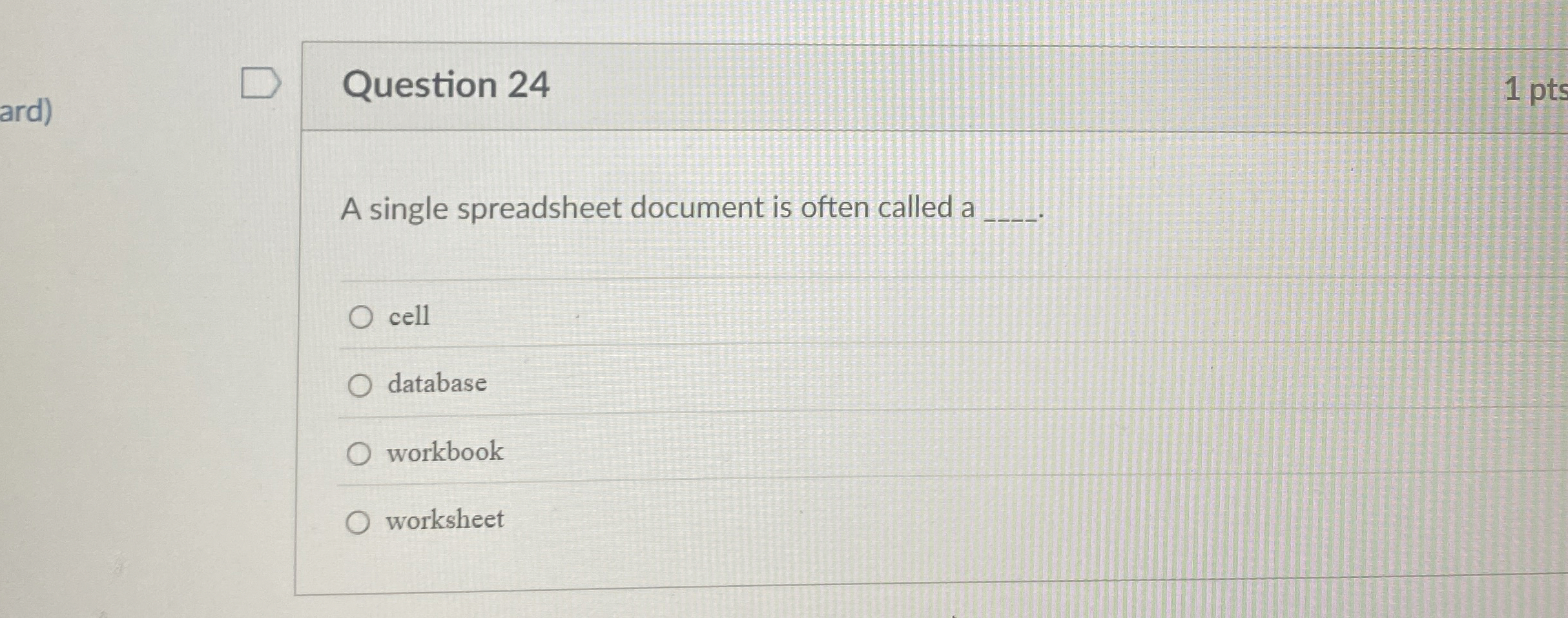 Question 2 4 A single spreadsheet document is