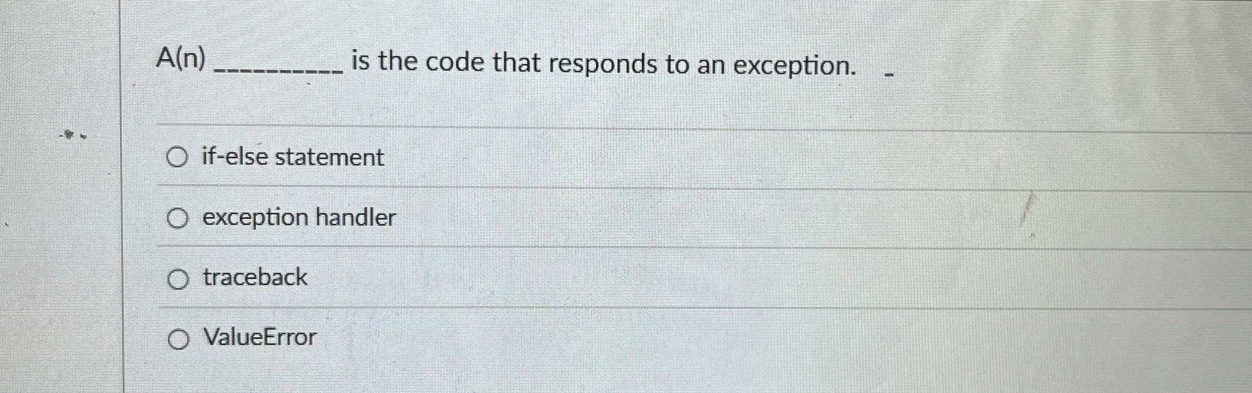 A ( n ) is the code that responds to an