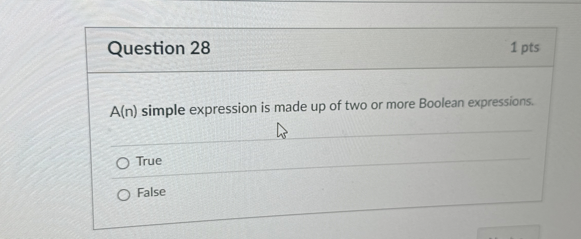 Question 2 8 A ( n ) simple expression is made up