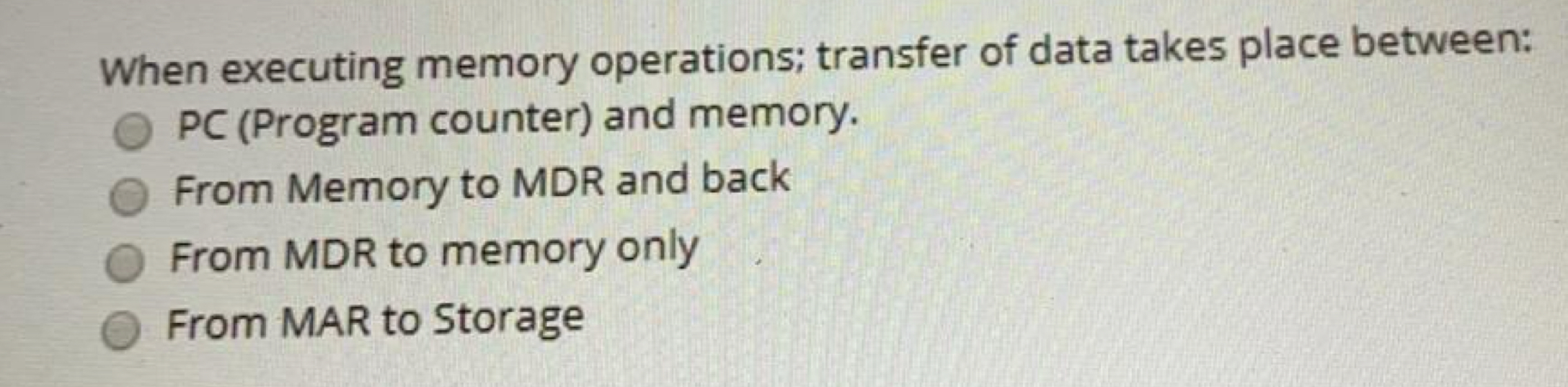 When executing memory operations; transfer of