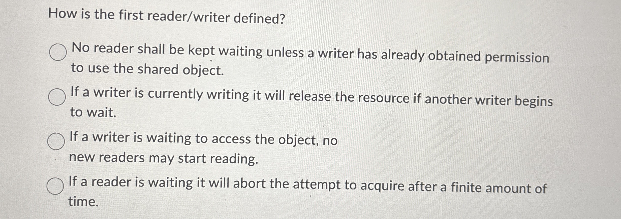 How is the first reader / writer defined? No