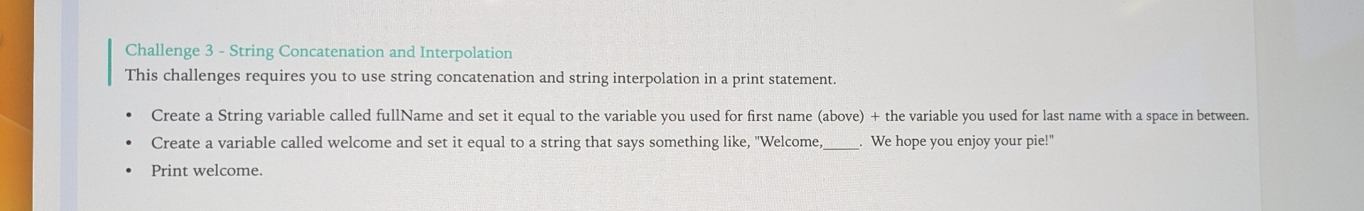 Challenge 3 - String Concatenation and