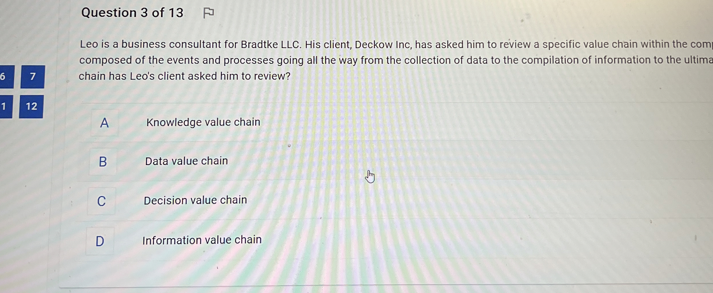 Question 3 of 1 3 Leo is a business consultant