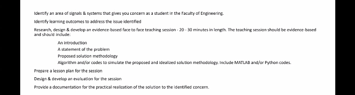 Identify an area of signals & systems that gives