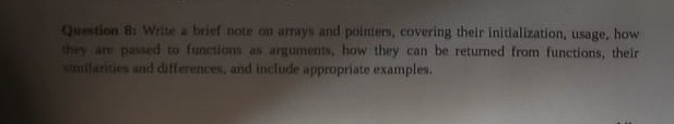 Question Bi Write a brief note on arrays and