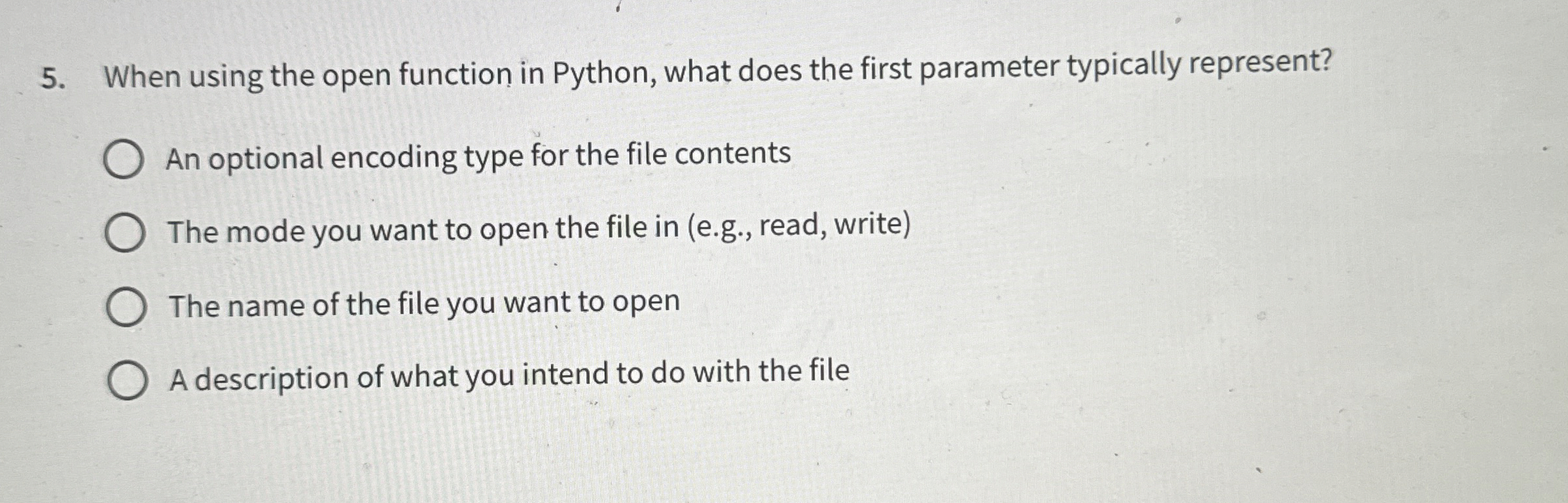 When using the open function in Python, what does