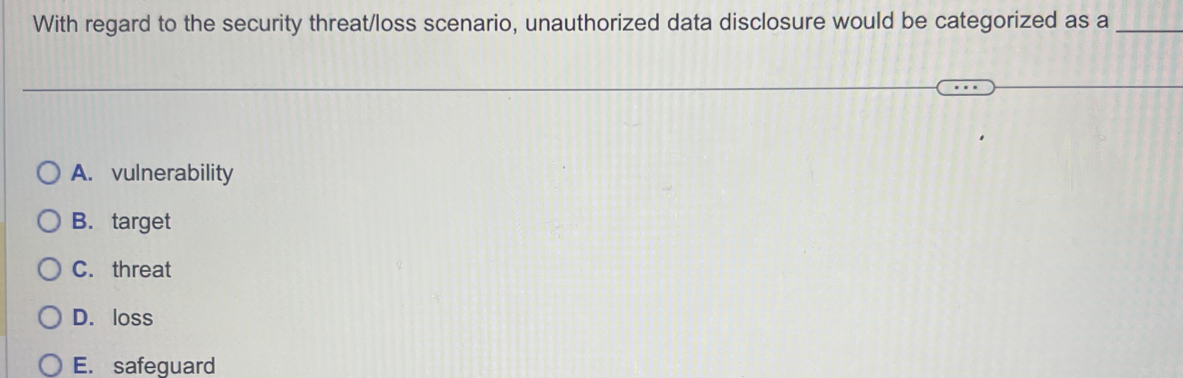 With regard to the security threat / loss