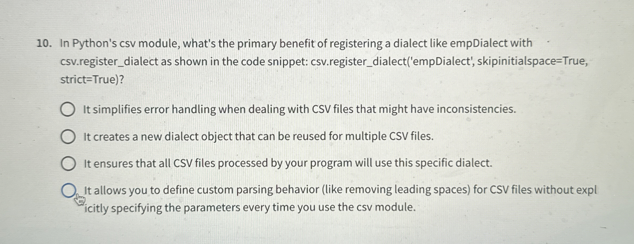 In Python's csv module, what's the primary