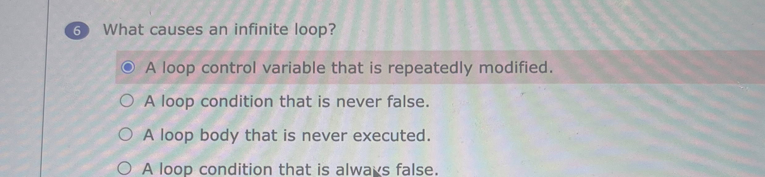 What causes an infinite loop? A loop control