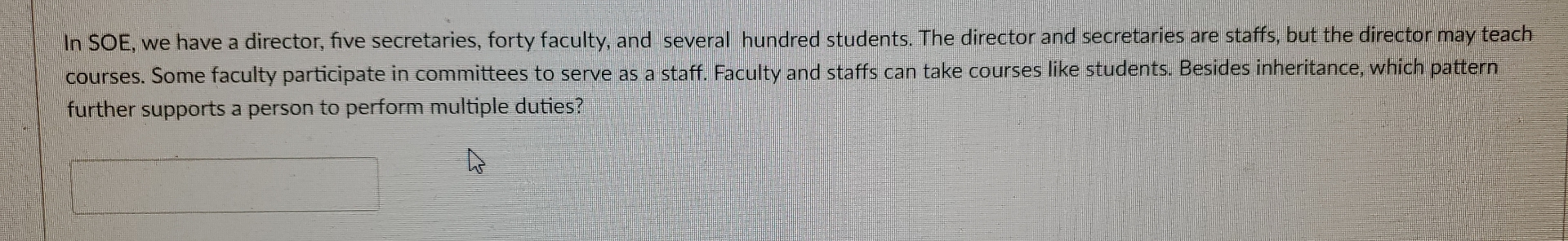 In SOE, we have a director, five secretaries ,