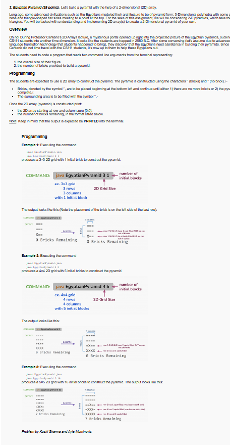 2 . Egyptlan Pyramed ( 2 5 pointil. Let's build a