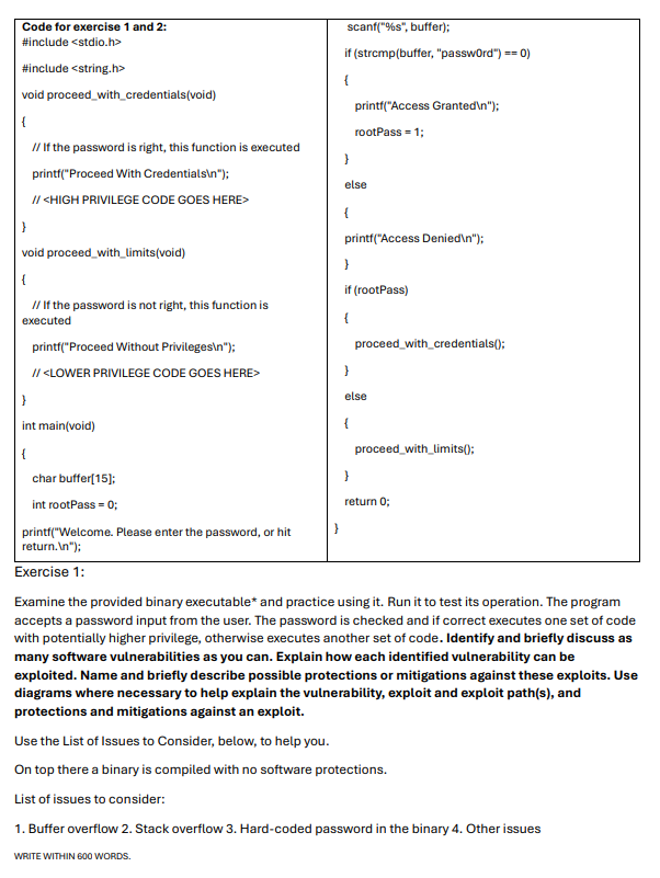 Exercise 1 :Examine the provided binary