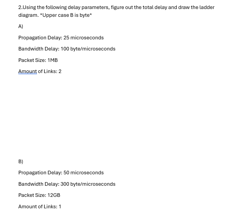 2 . Using the following delay parameters, figure