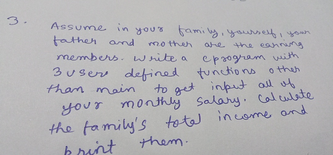 Assume in your family, yoursef, fathen and mothen