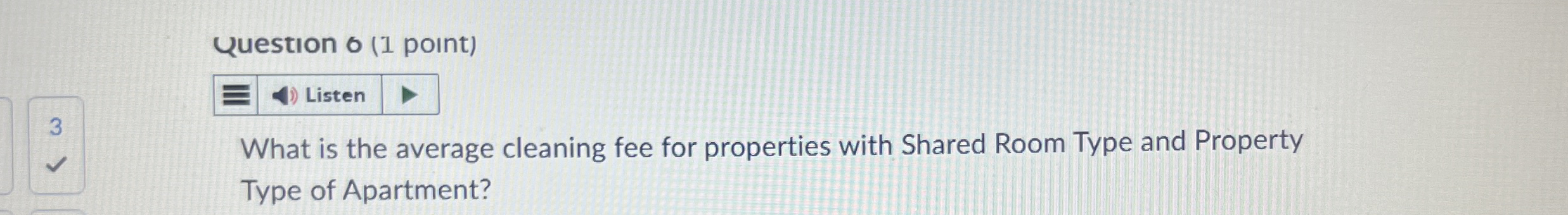 Question o ( 1 point ) What is the average