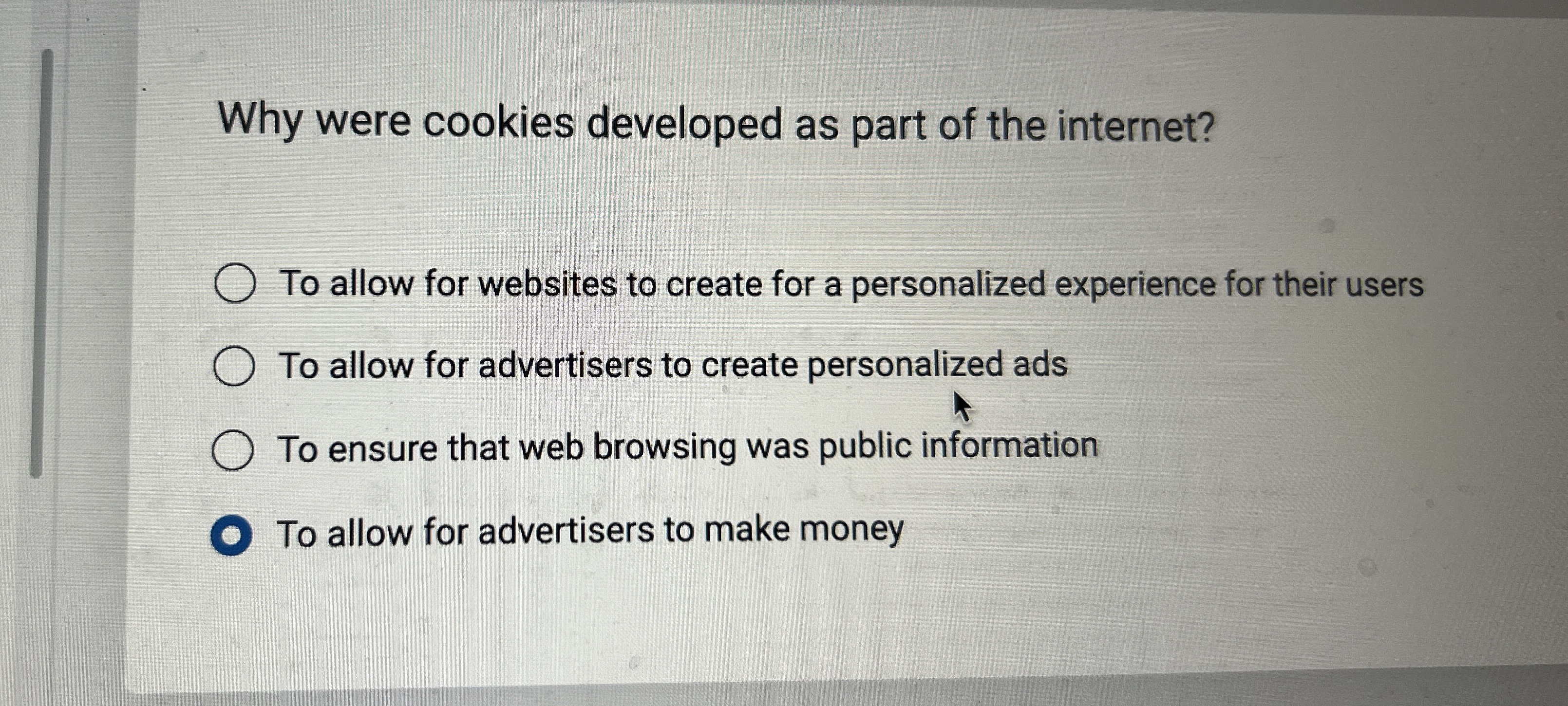 Why were cookies developed as part of the