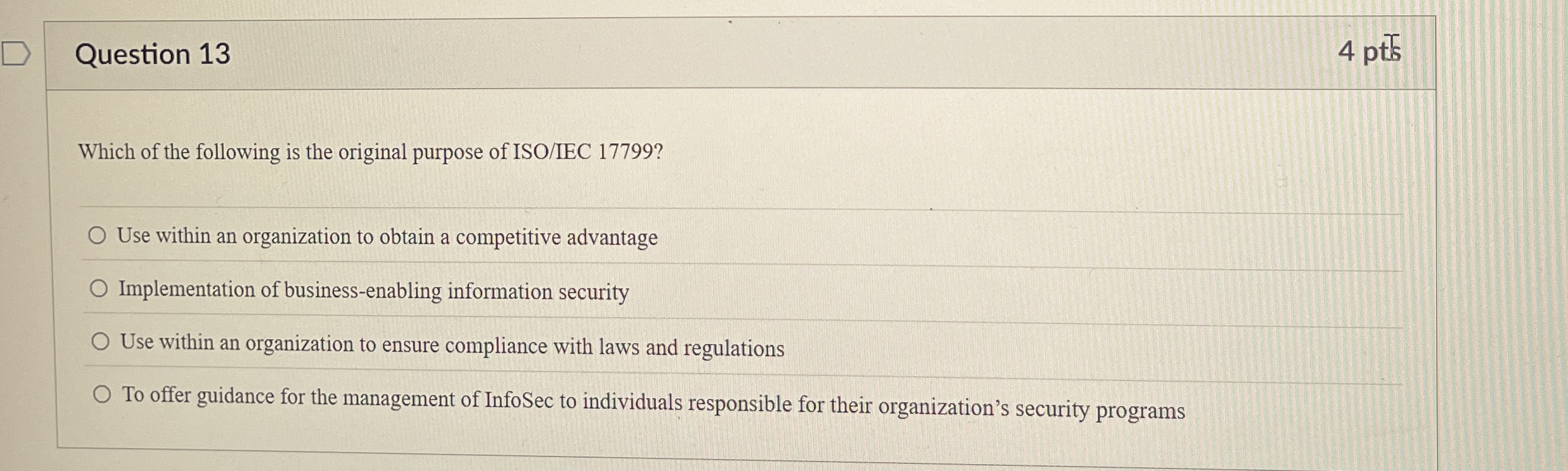 Question 1 3 4 ptF Which of the following is the