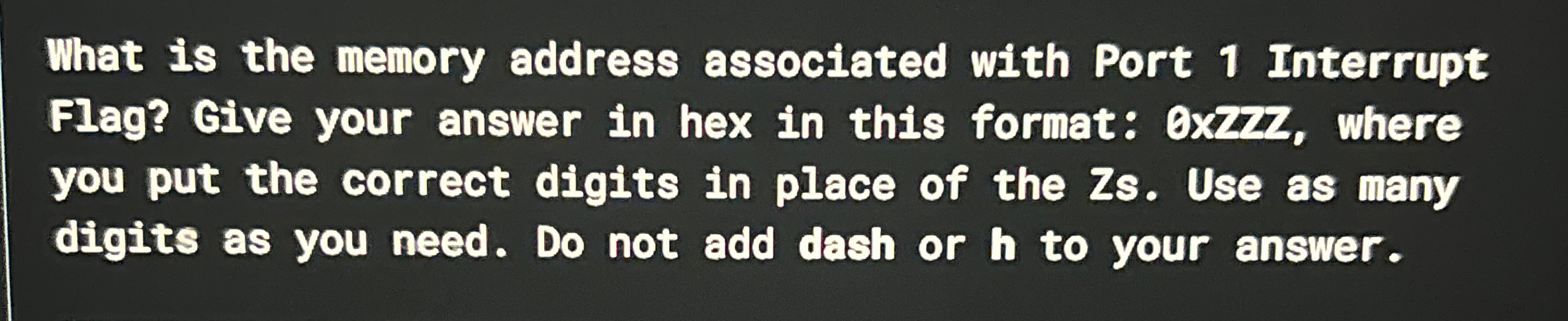 What is the memory address associated with Port 1