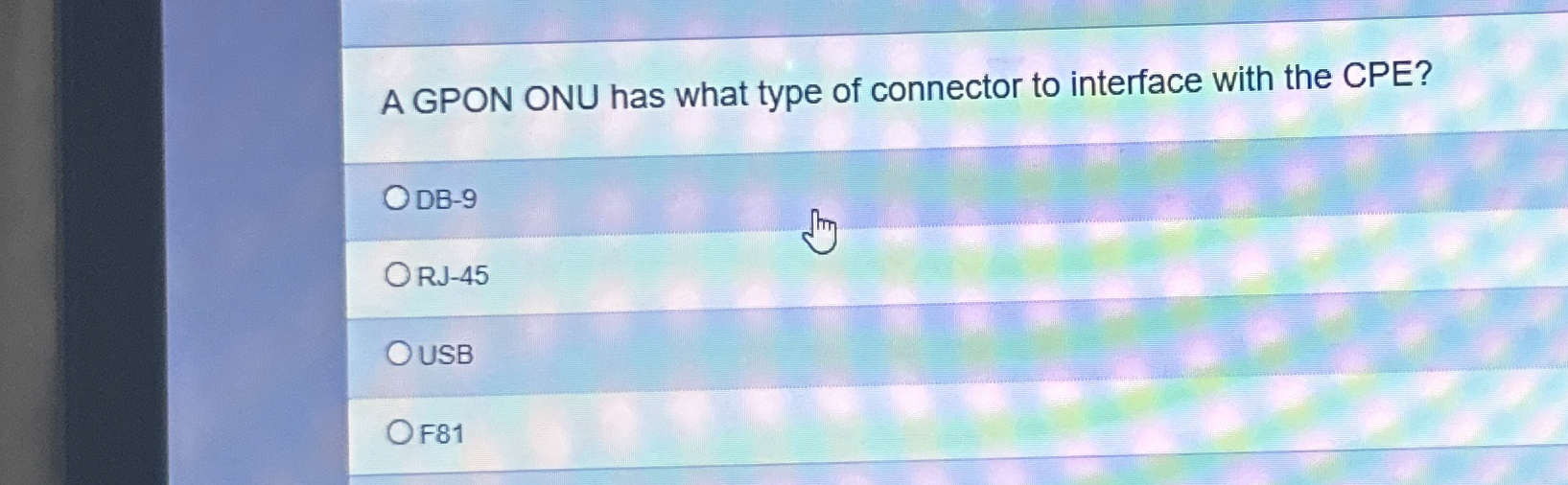 A GPON ONU has what type of connector to