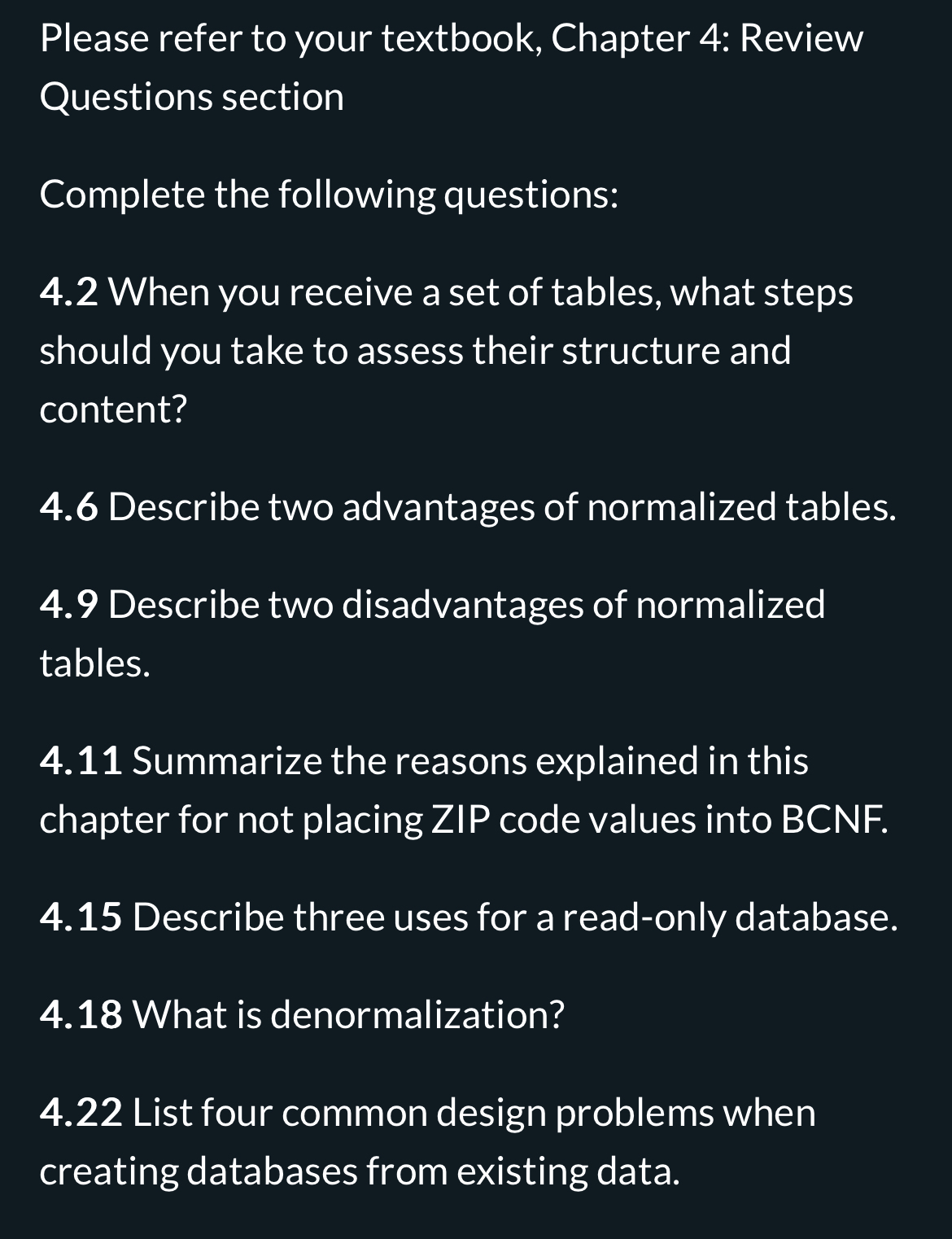 Please refer to your textbook, Chapter 4 : Review