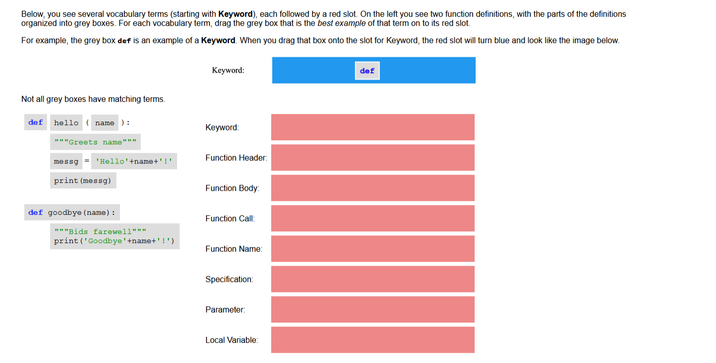Below, you see several vocabulary terms (