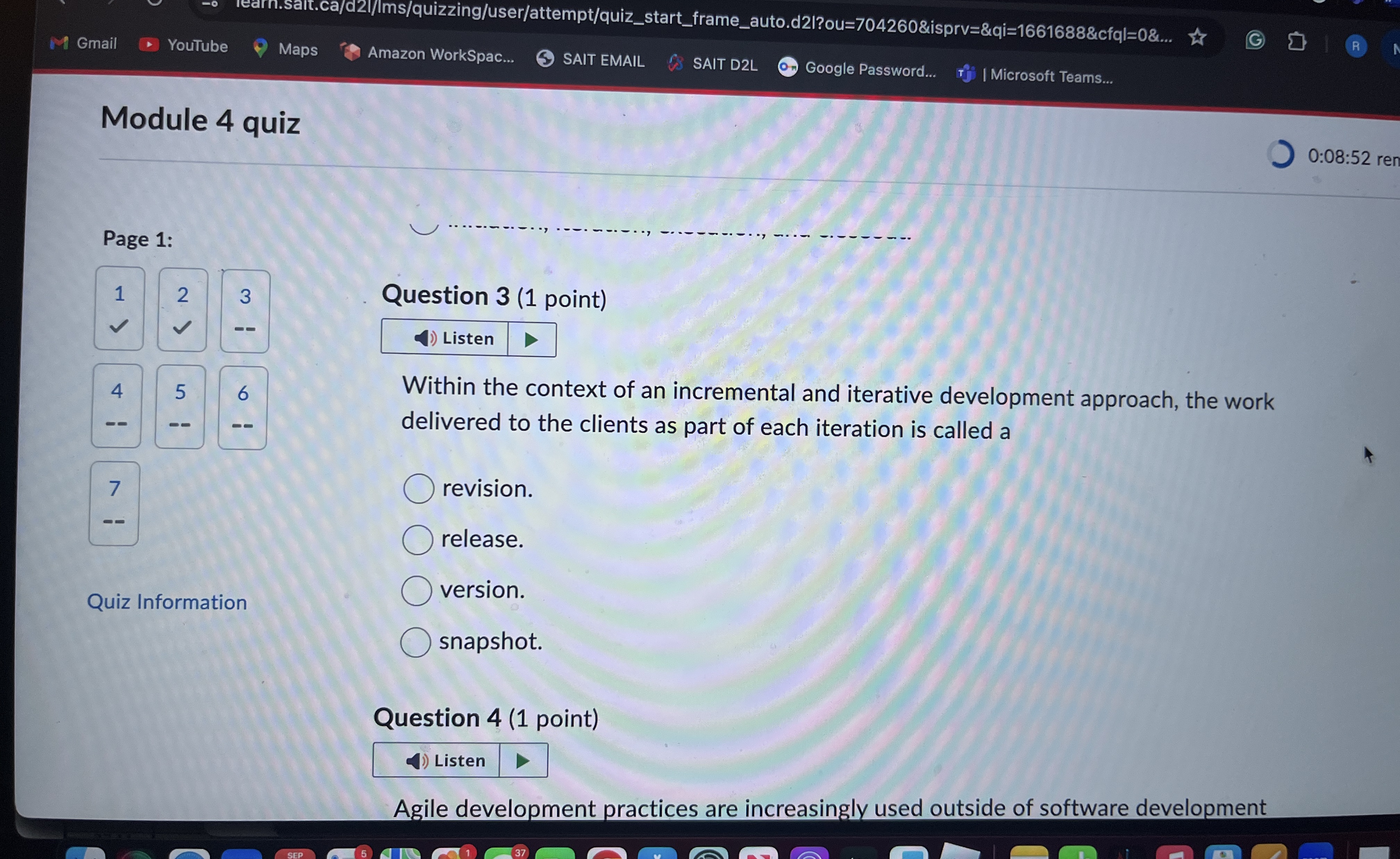 Question 3 ( 1 point ) Listen Within the context