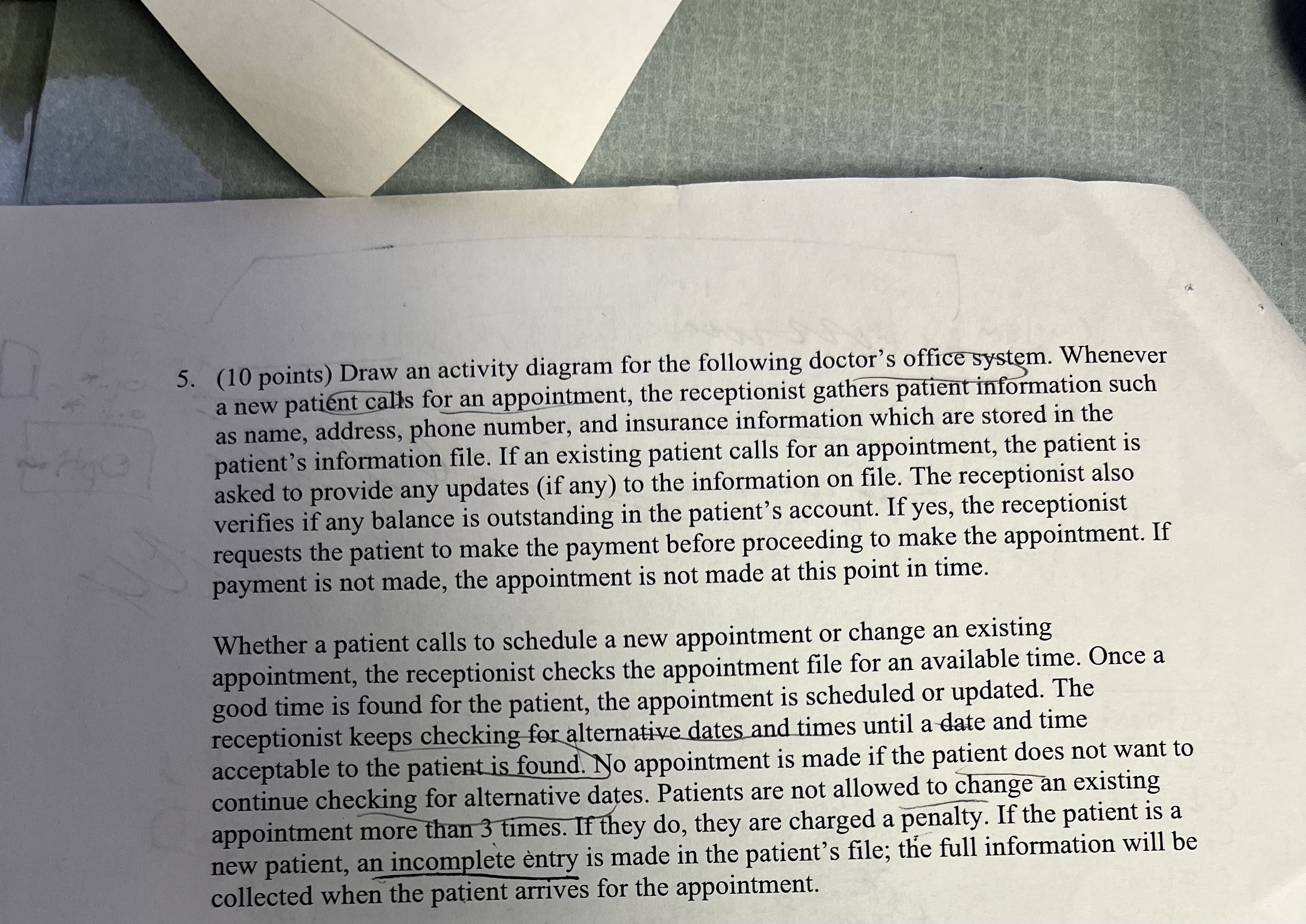 Draw an activity diagram for the following