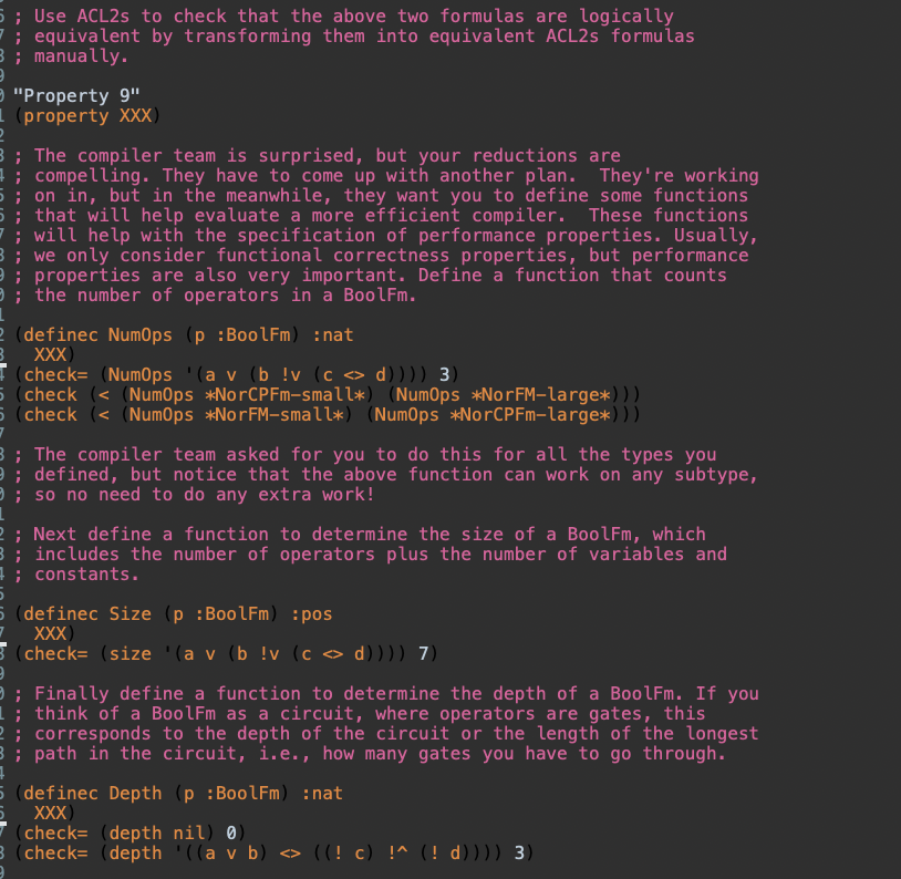 Any stub with XXX needs to be filled out. Use ACL
