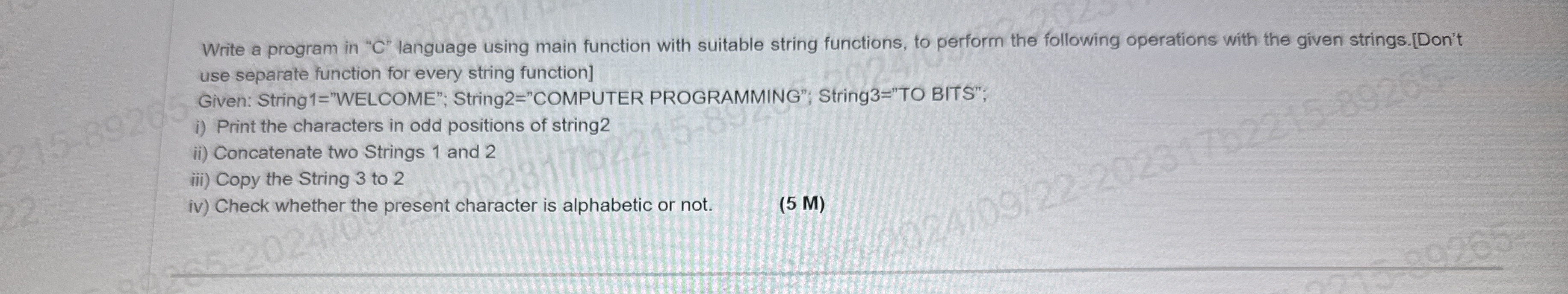 Write a program in " C " language using main
