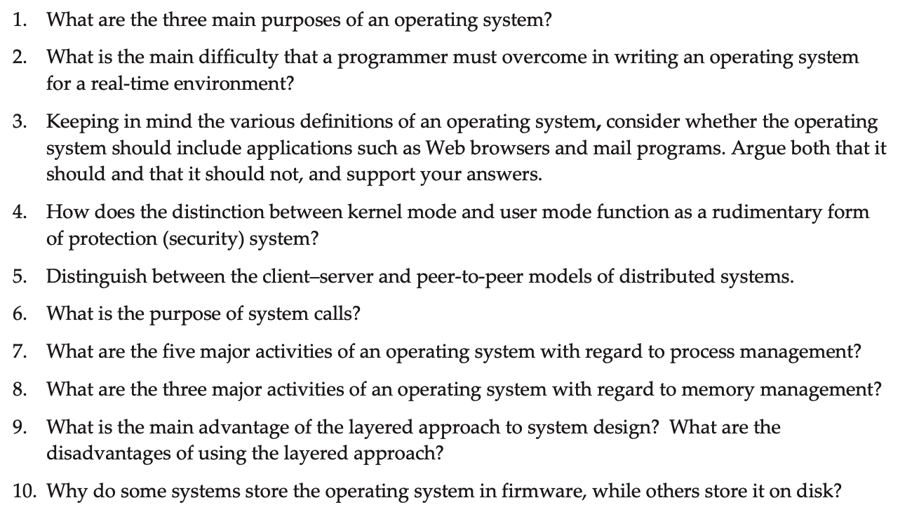 1 . What are the three main purposes of an