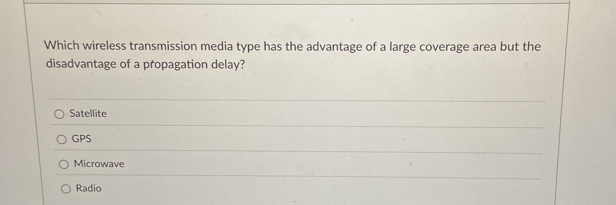 Which wireless transmission media type has the