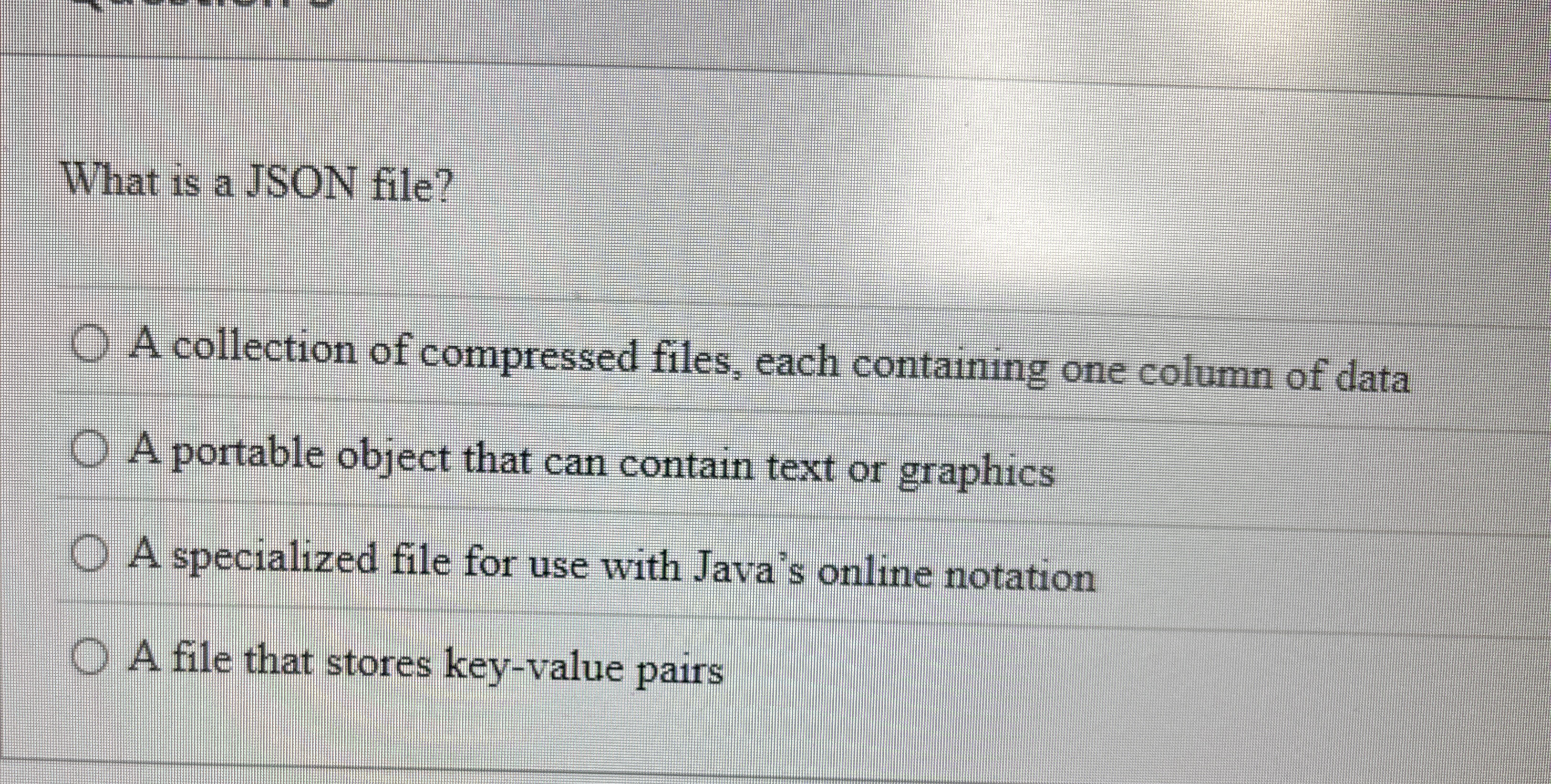 What is a JSON file? A collection of compressed