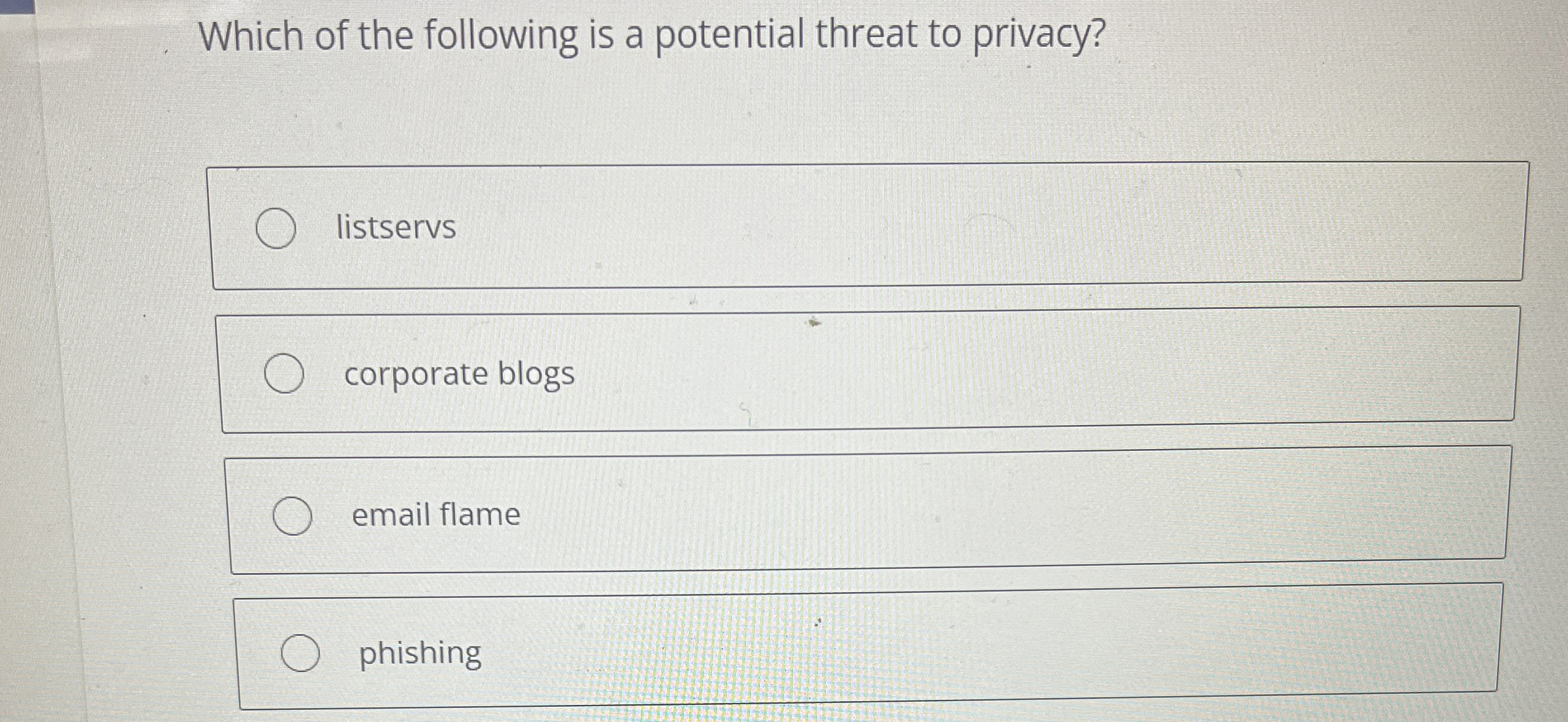 Which of the following is a potential threat to