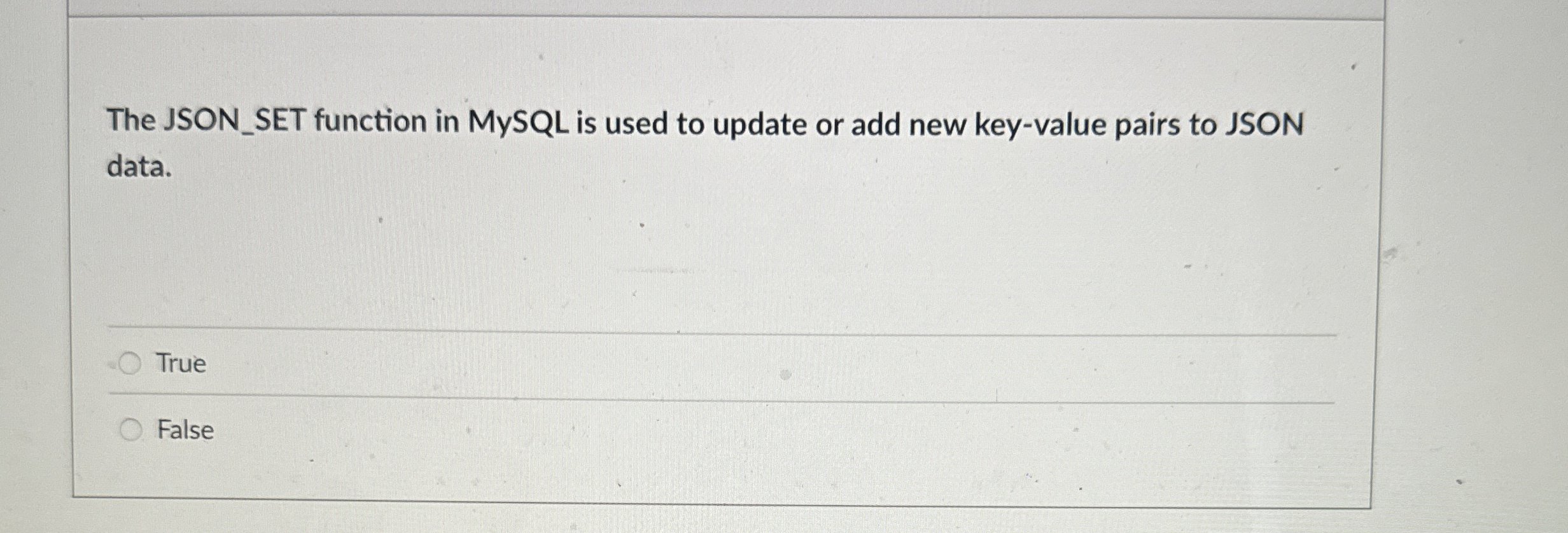 The JSON _ SET function in MySQL is used to