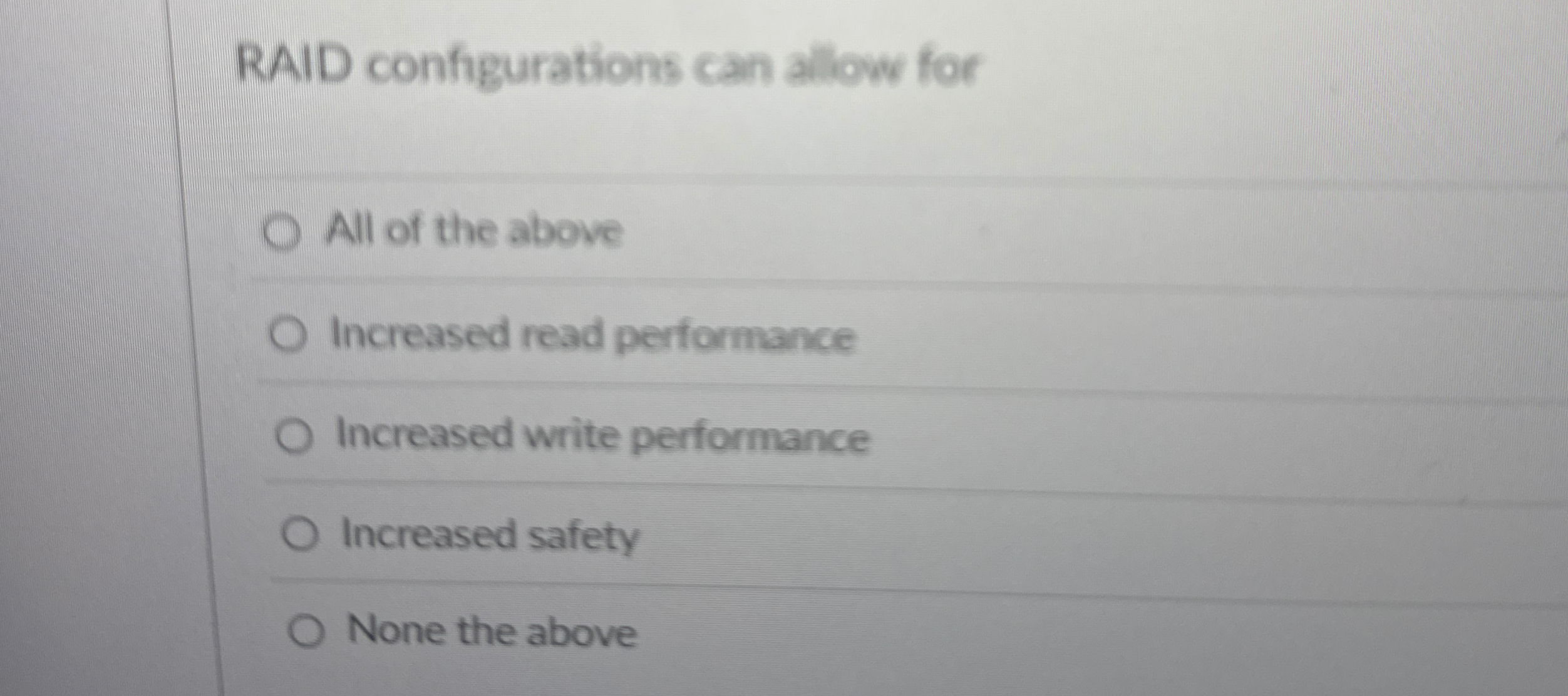 RAID configurations can allow for All of the